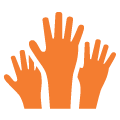 Three hands raised icon